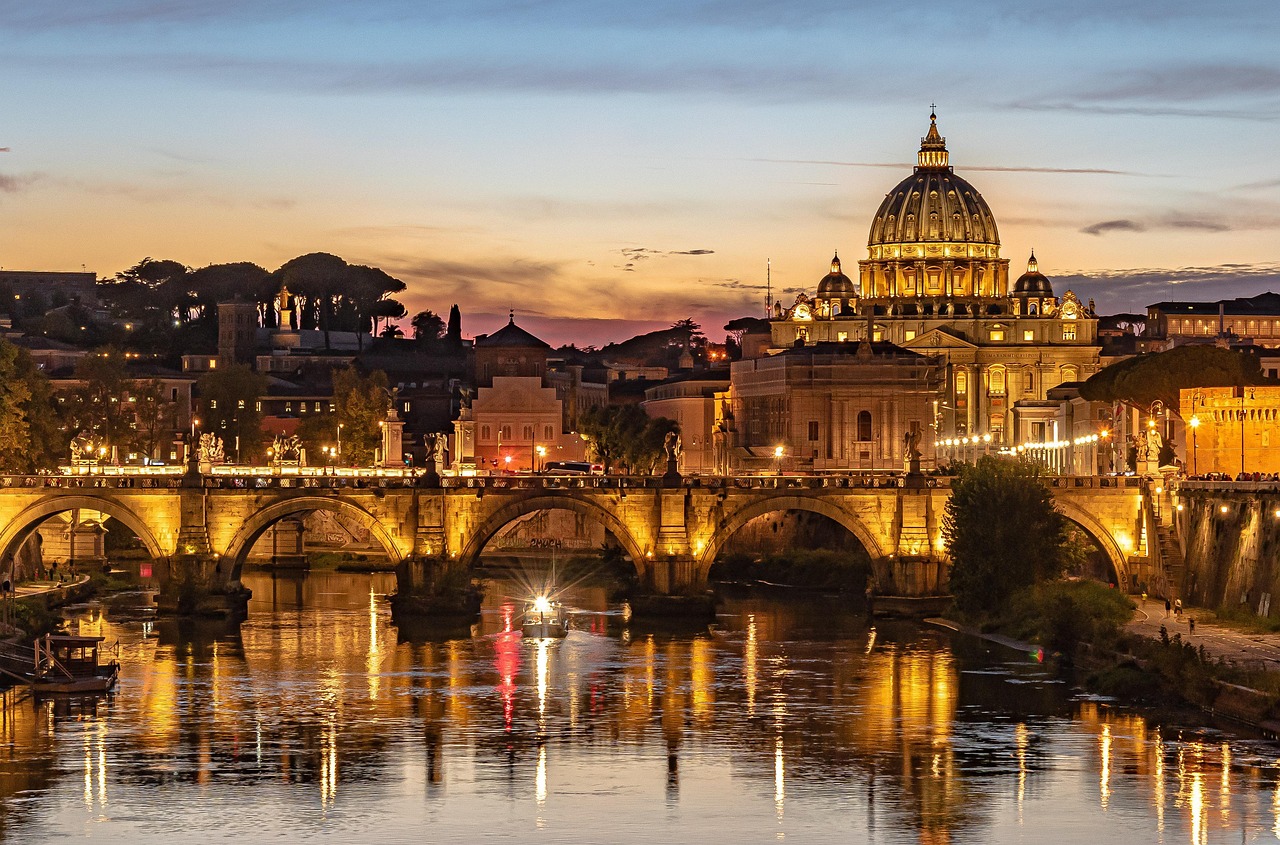 RZYM, 20-24 października 2026 tiber river, st peter's basilica, vatican, river, bridge, rome, architecture, lights, city, historic, ancient, old, travel, design, famous, europe, italy, rome, rome, rome, rome, rome